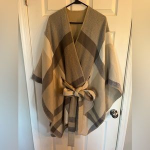 Soft Warm Grey Beige Tie Waist Wrap Rauna Coat One Size